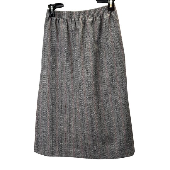 Vintage Wool Blend Skirt 6 Gray Stripe USA Dark Academia Collegiate Classic - Picture 1 of 6